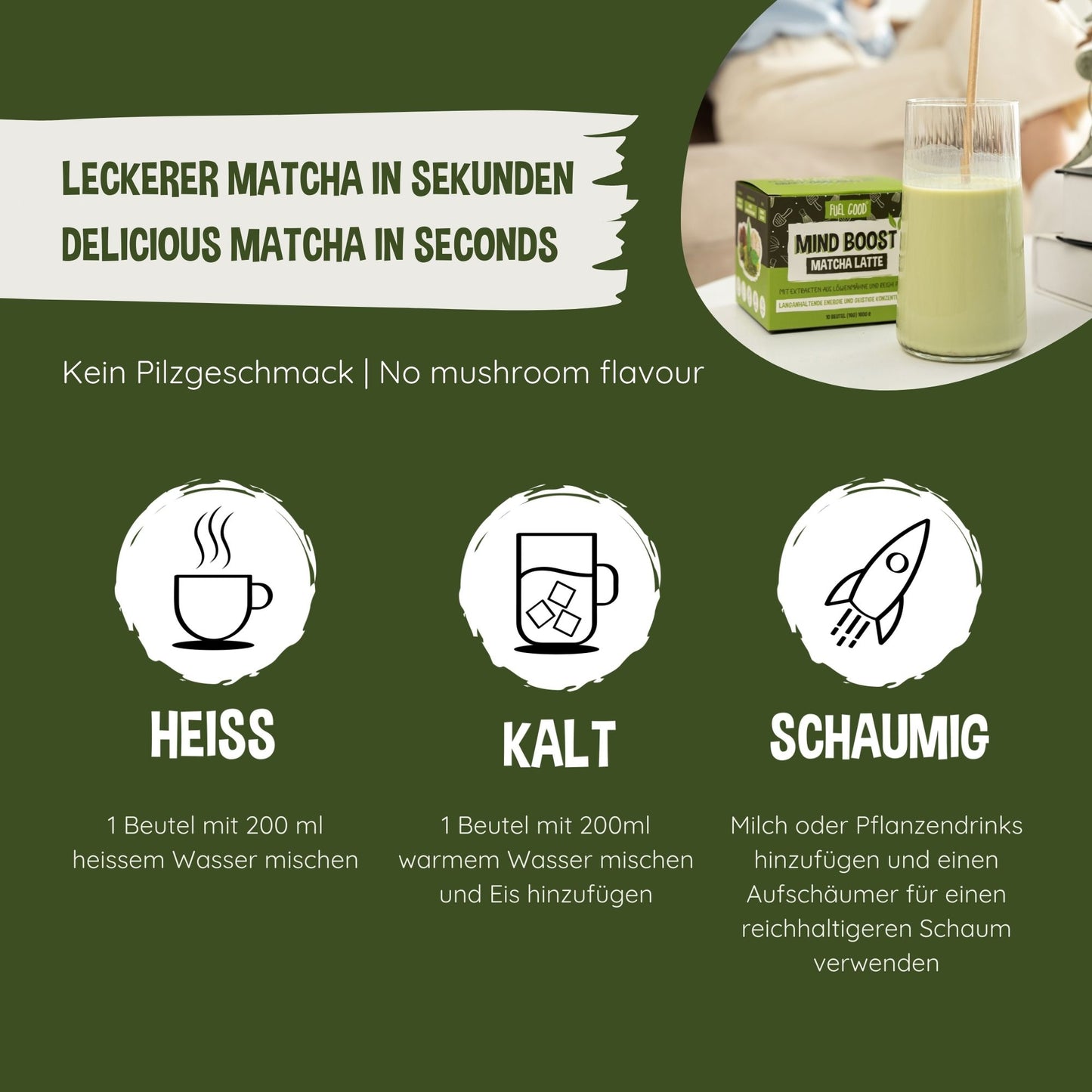 Mind Boost Pilz Matcha Latte 10 Beutel